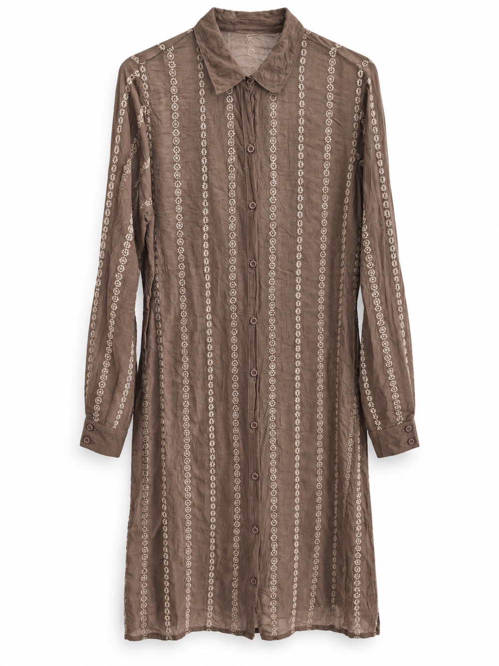 Johnny Was Brown Embroidered Rayon Shirt Dress Tunic M - Picture 3 of 6